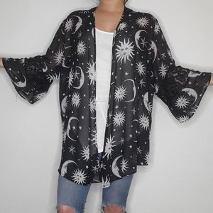 Celestial Sun and Moon Kimono with Lace Back